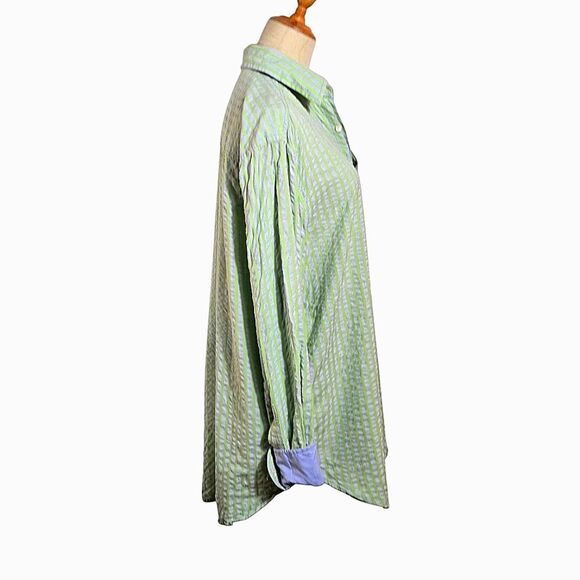 J. Peterman Green and Blue Casual Button Down Shirt - Picture 3 of 7